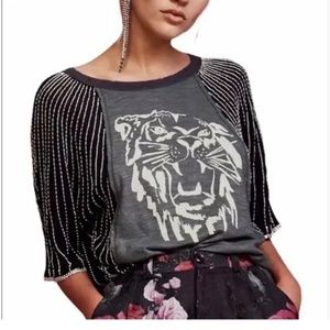NWOT Free people embellished tiger tee Small